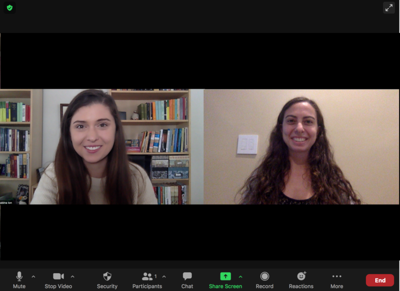 Two women on a Zoom call