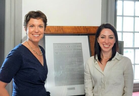 Adelle Gabrielson, RiverWoods Exeter's Marketing Manager on left with Jennifer Carr, Interim Executive Director of American Independence Center