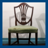 Hepplewhite Chair ca. 1800 Wood, silk, cotton brass